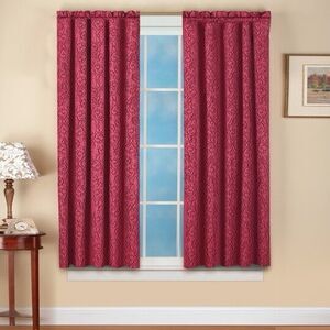 Collections Etc Scroll Insulated Sheen Curtain Panel, Single Panel 50X63